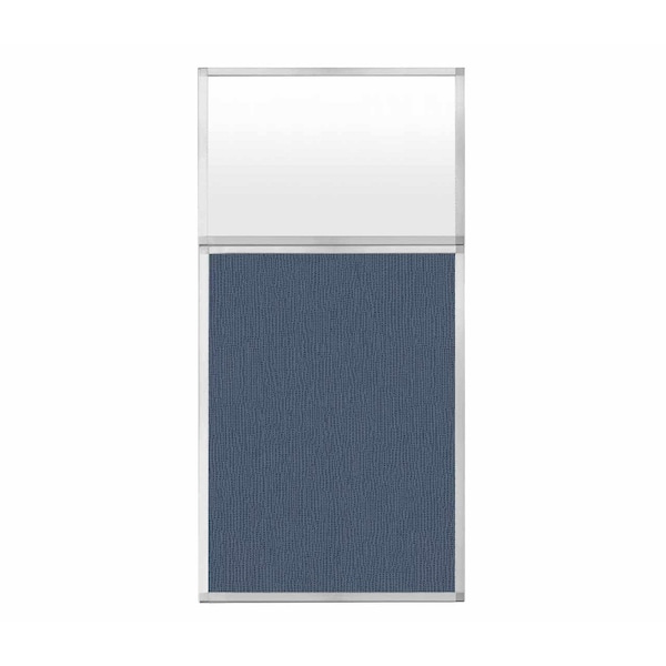 Hush Panel Configurable Cubicle Partition 3' x 6' W/ Window Ocean Fabric Frosted Window